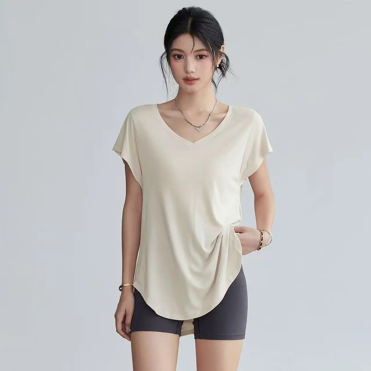Yoga Fitness Training - Camiseta de Yoga de Cuello Redondo