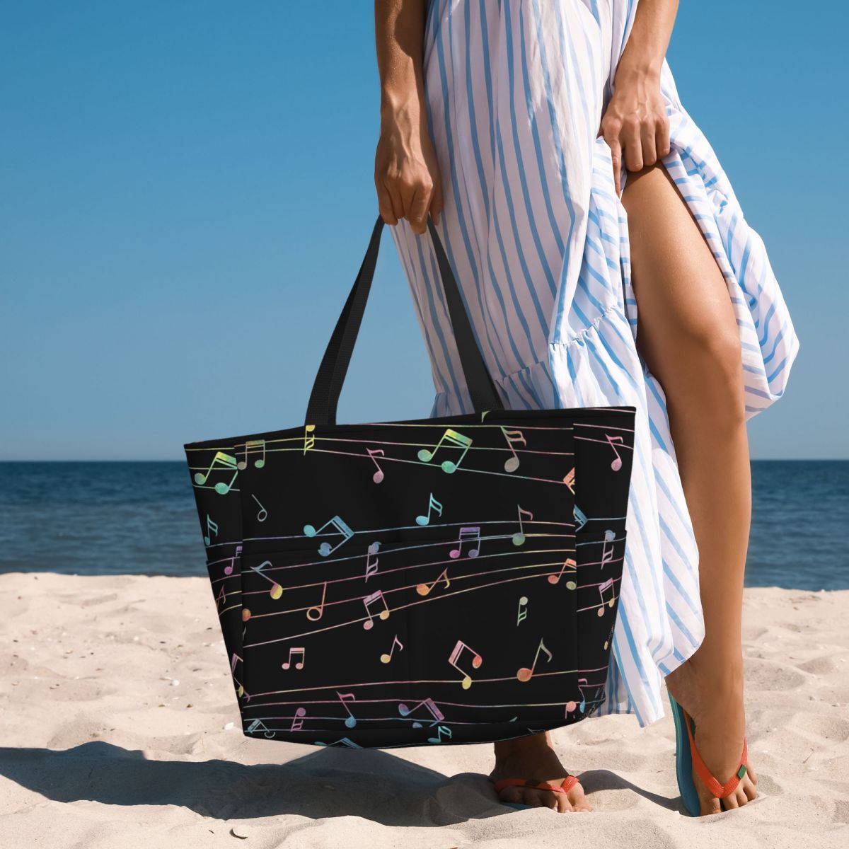 Bolso de mano grande con diseñ - Yoga Fitness Music reseña y precio