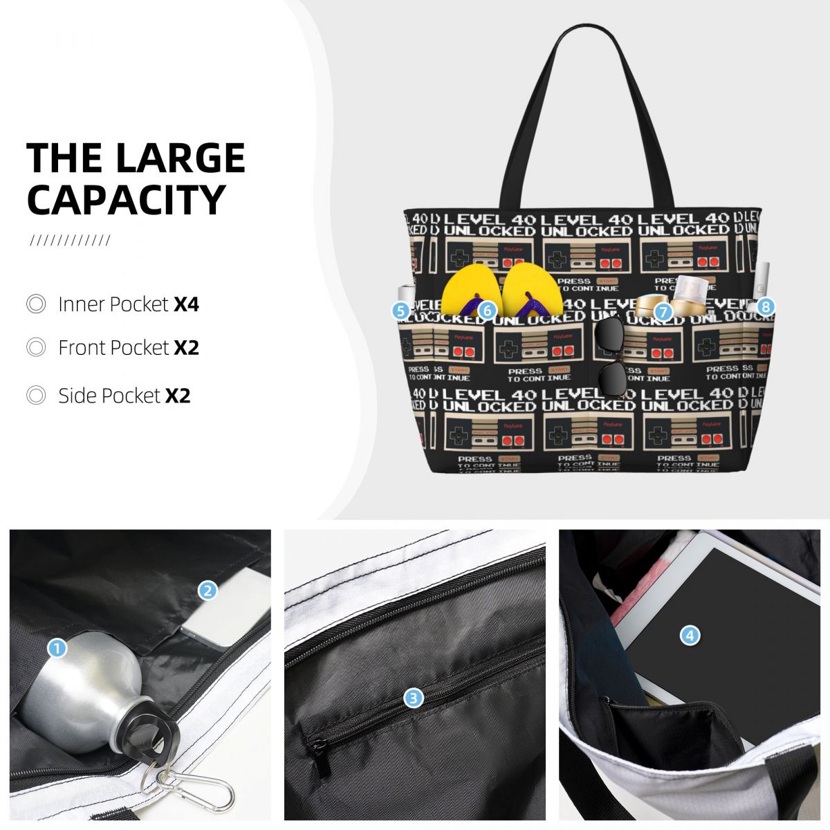 Bolso de mano grande con diseñ - Yoga Fitness Music reseña y precio